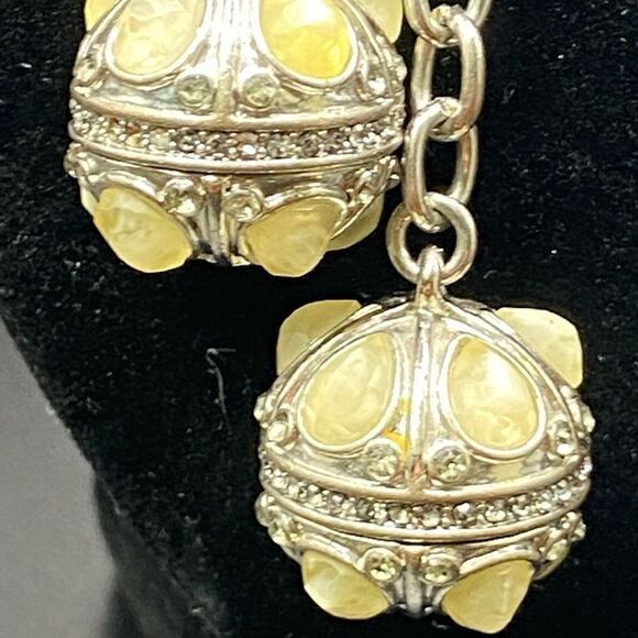 Karen Kane signed lariat necklace ring silver tone rhinestones white pear shape - Picture 11 of 16